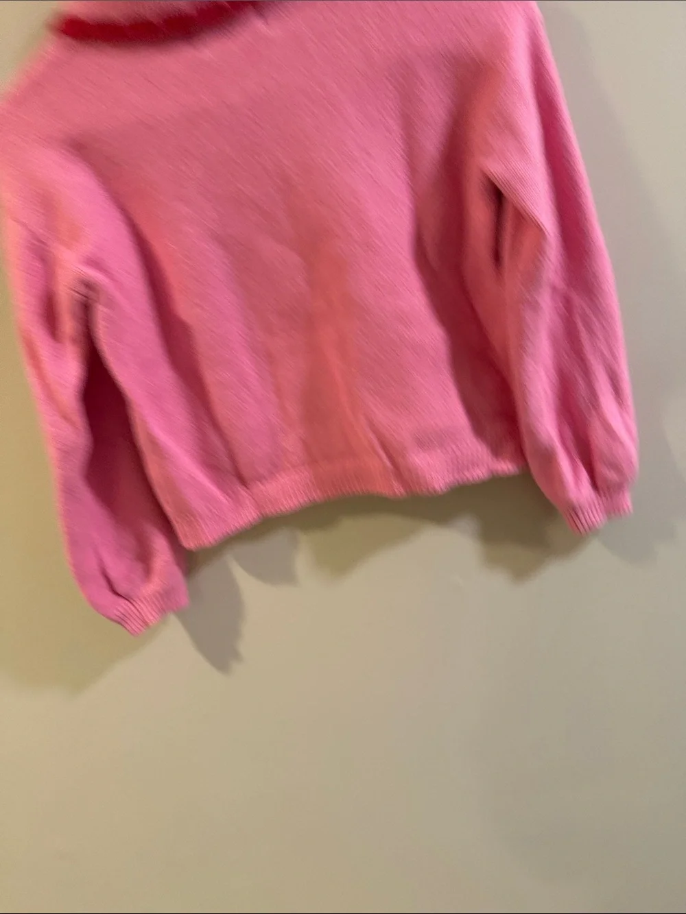 Old Navy Pink Cardigan with Red Trim and Heart Buttons